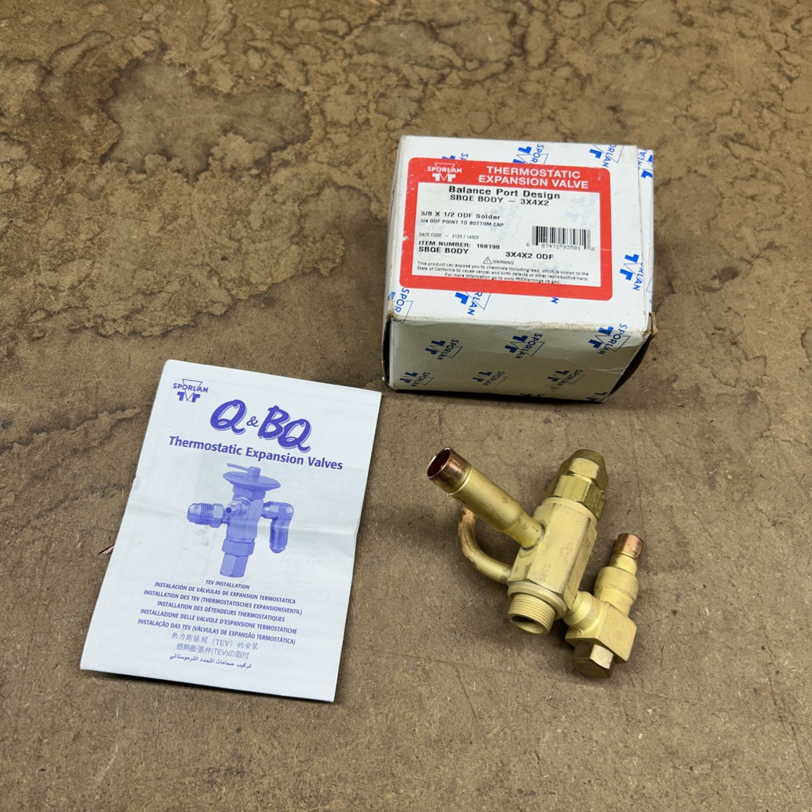 Sporlan 168198 Thermostatic Expansion Valve 3/8″x1/2″x1/4″ ODF