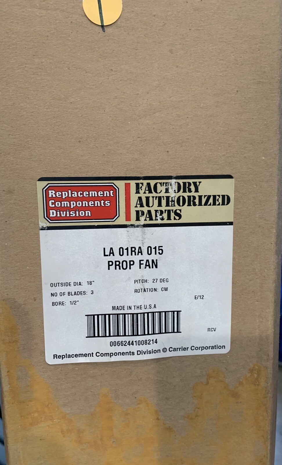 Factory Authorized Parts LA01RA015 Prop Fan 18″ 1/2 Bore 27 Degree 3 Blade