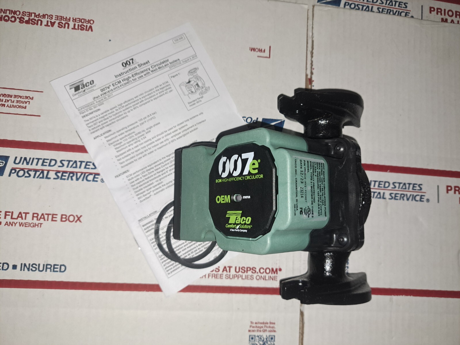 TACO 007e-2F2 ECM High Efficiency CARTRIDGE CIRCULATOR PUMP – 09/25 Model 007 F5