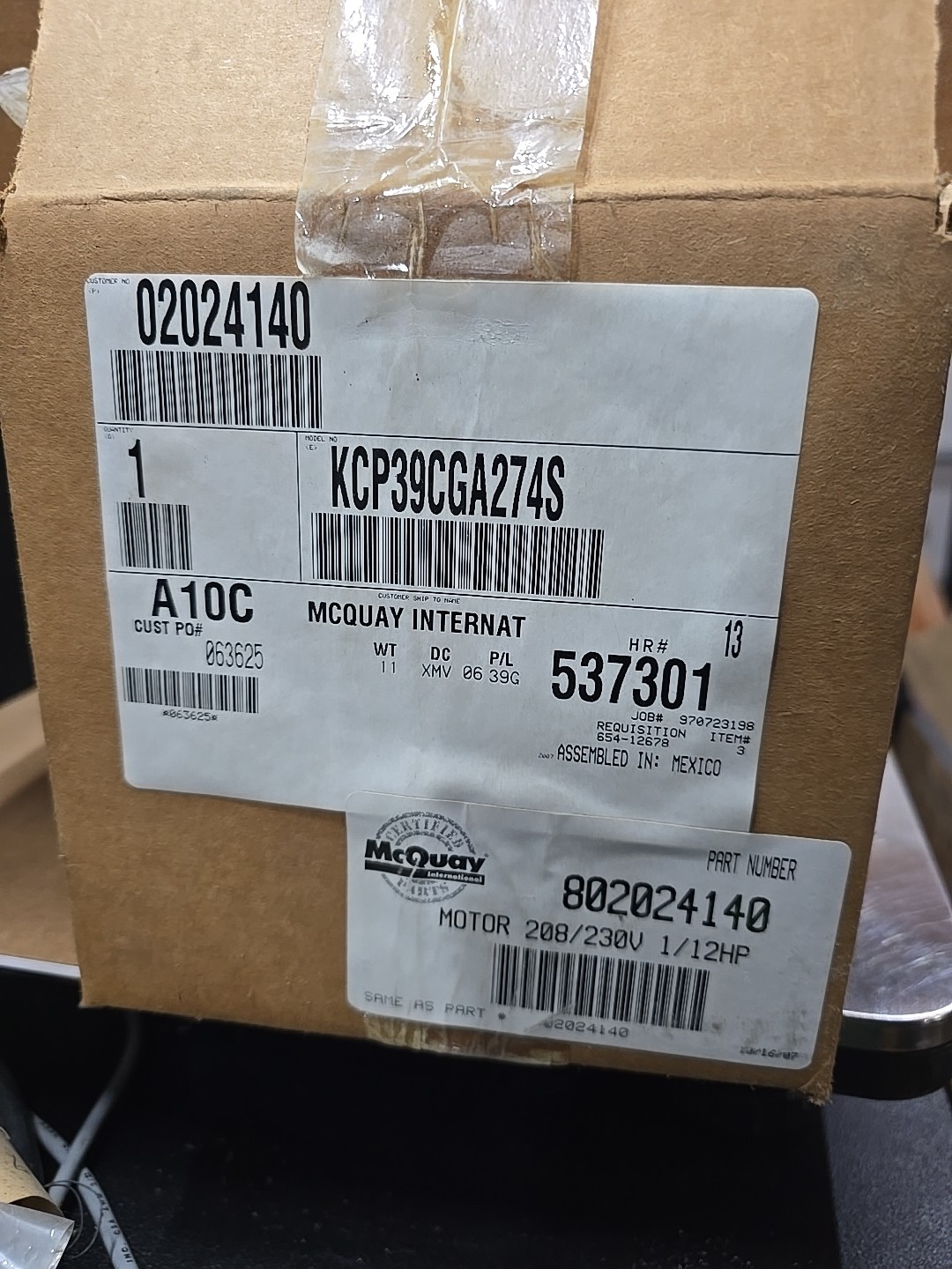 5KCP39CGA274/Daikin-McQuay 802024140 Blower Motor 1/12 HP