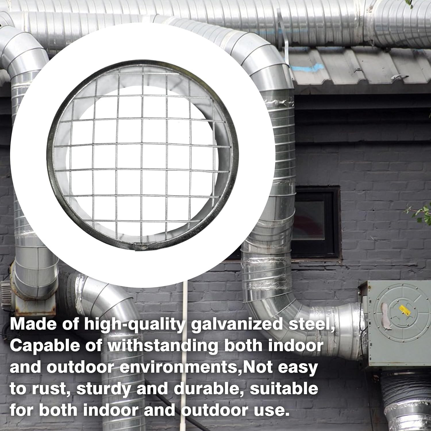 4 Inch HVAC Vent Cover, Galvanized Steel Round Duct Cap with Mesh Screen. Duty E