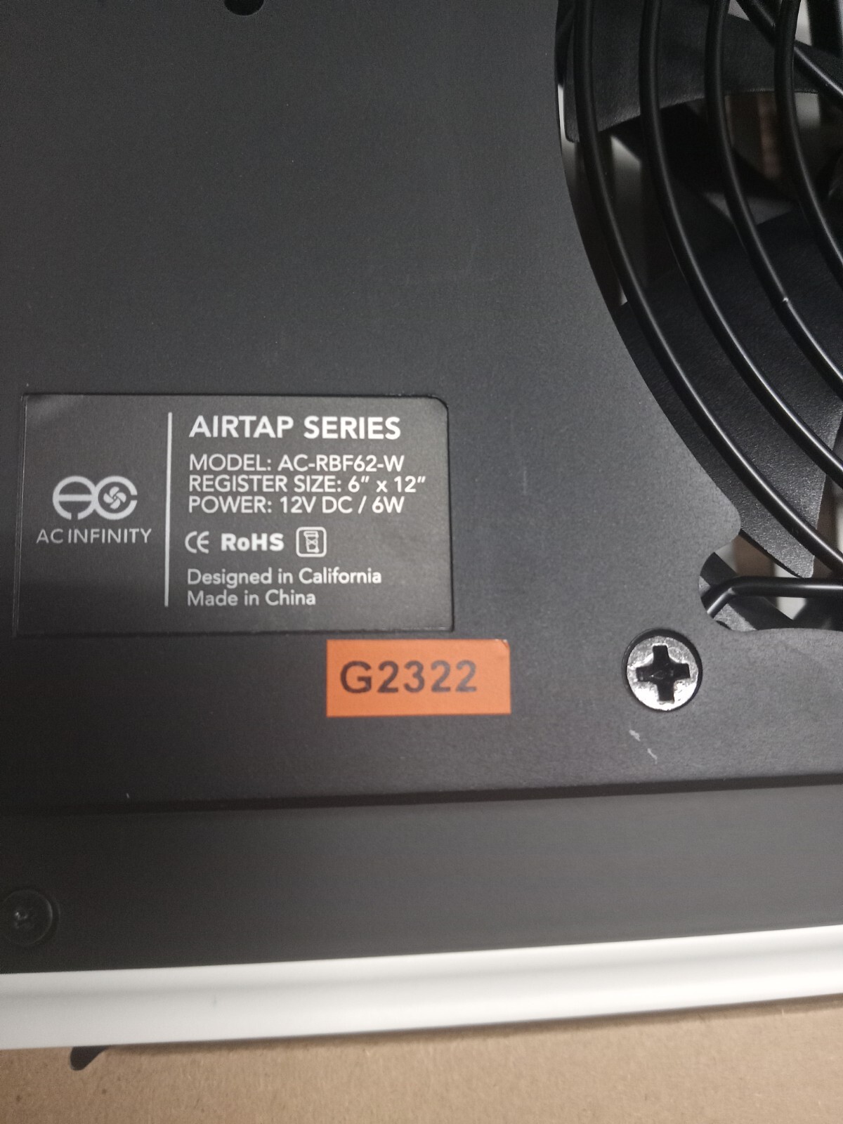 AC Infinity AIRTAP T6 Booster Fan for Registers 6″×12″ Heat & Cool (AC-RBF62-W)