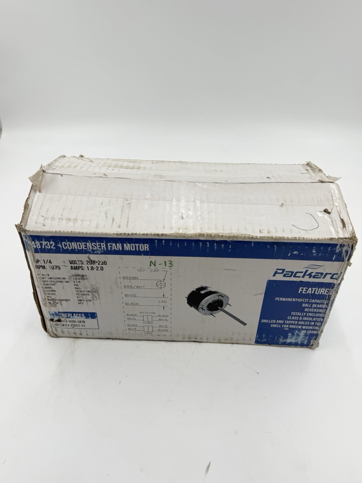 Packard 43732 HP 1/4 RPM 1075 208/230V Condenser Fan Motor