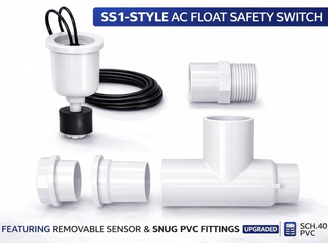 SS1 AC Float Switch HVAC Condensate Overflow Shutoff Sensor ECWB (10 Pack)