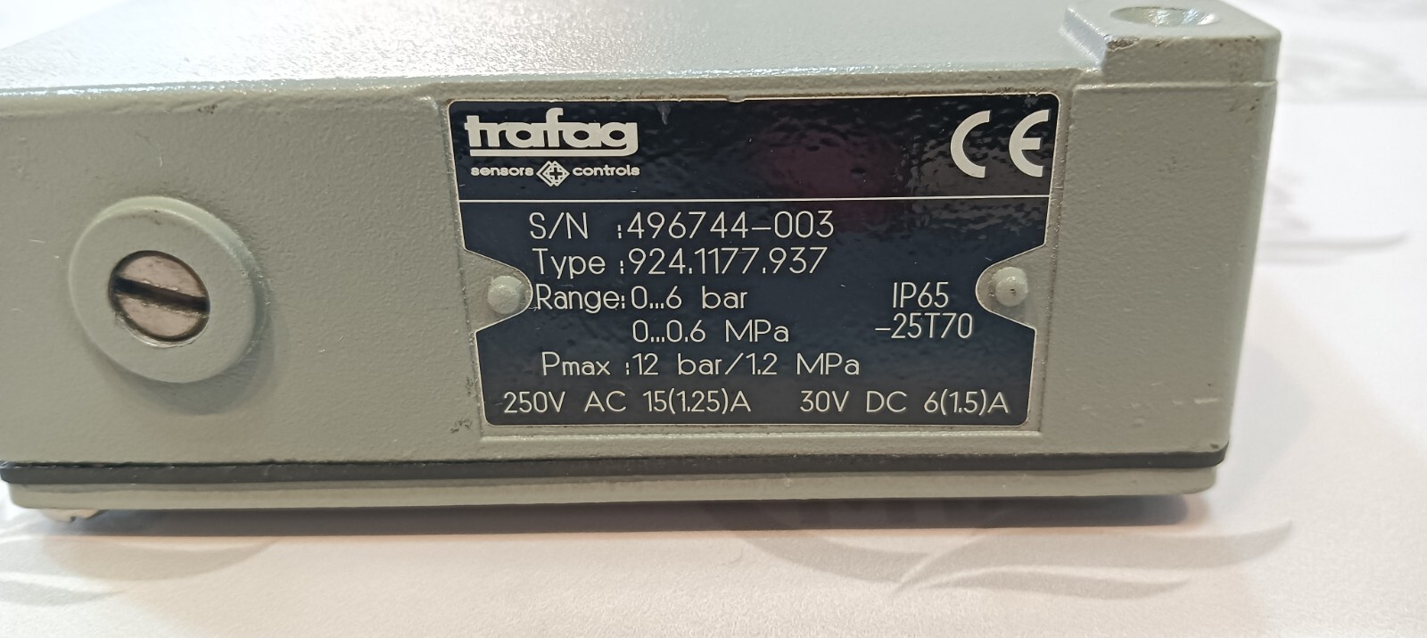 TRAFAG Differential Pressure Switch 0–6 BAR | 924.1177.937 | IP65 | G1/4″ | NEW