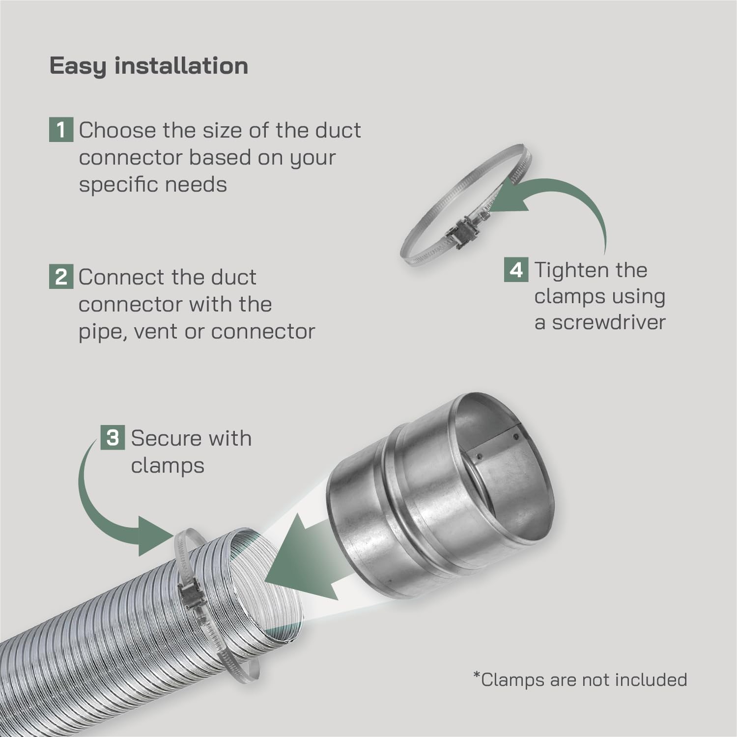 Versatile 4-Inch Galvanized Steel Duct Connector – Perfect for Custom Systems
