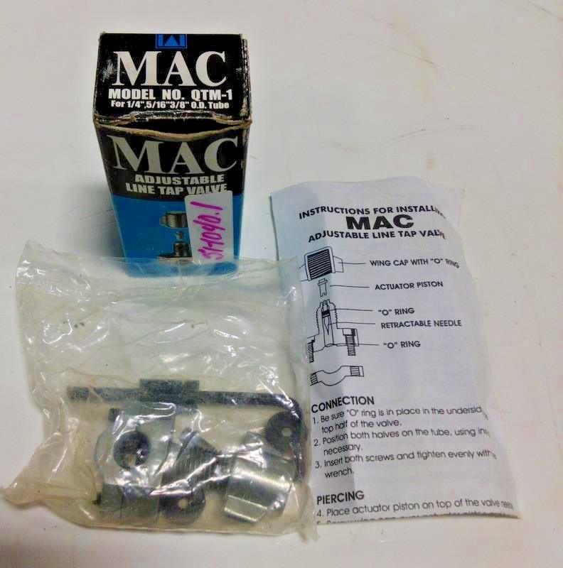 MAC, QTM-1, LINE TAP VALVE ADJUSTABLE, 1/4-5/16-3/8 O.D. Tubing, REFRIGERATION