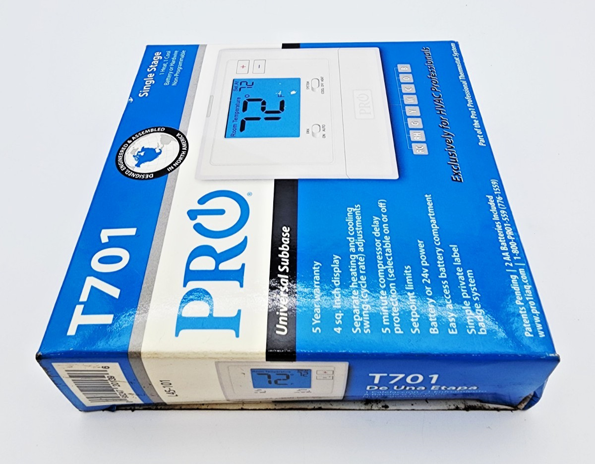 PRO1 IAQ T701 Thermostat Single Stage 1 Heat/1 Cool NIB Non-Programmable
