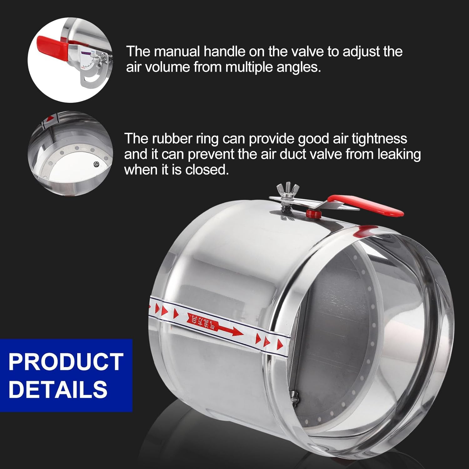 HVAC Duct Damper 8 Inch Manual Volume Backdraft Airflow Control Stainless Steel