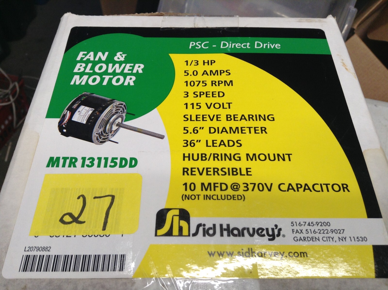 NEW SID HARVEY’S MTR13115DD / DL1036/1864/D727/3585/0532/X002/1864 1/3HP Motor