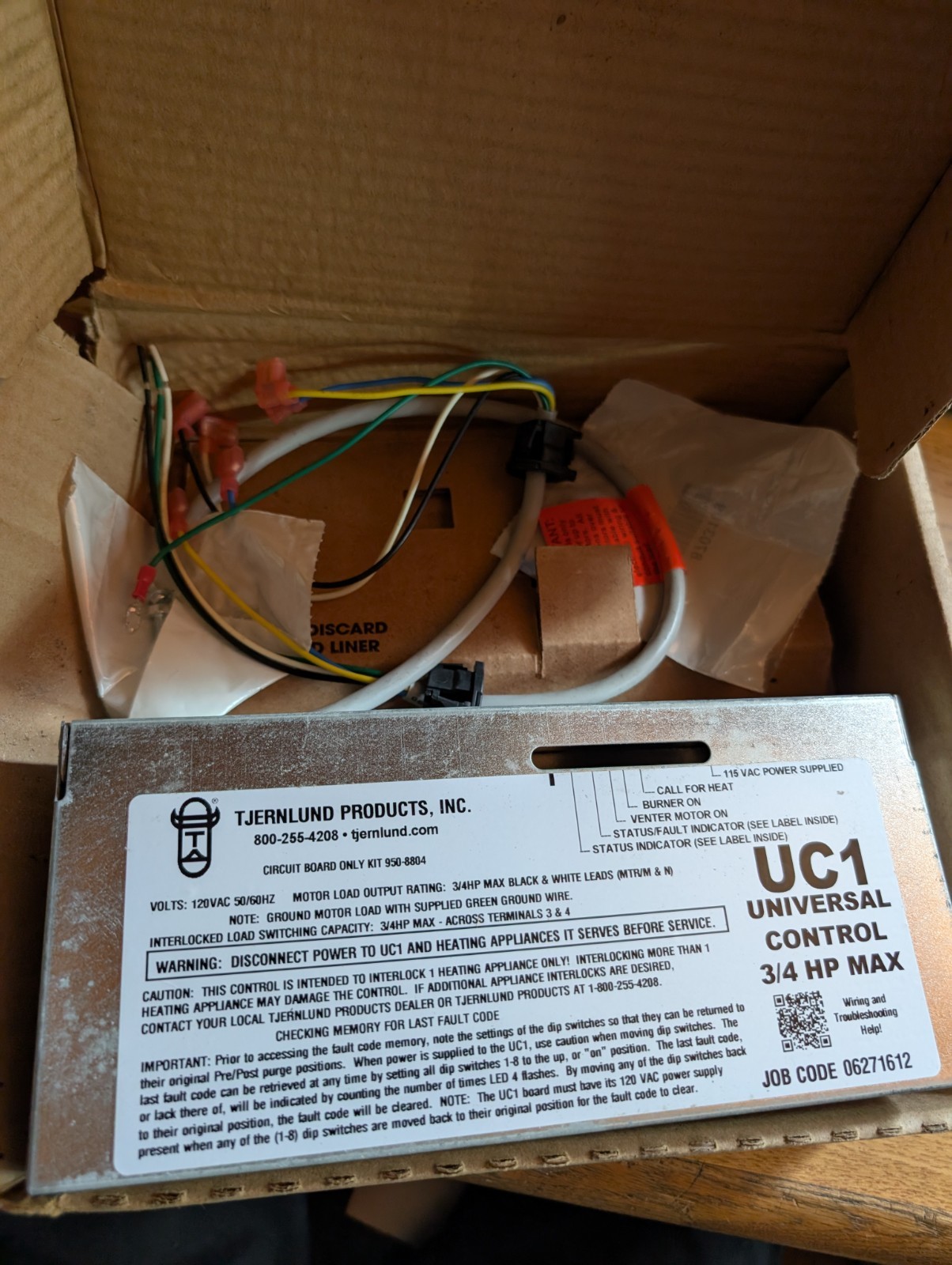 TJERNLUND PRODUCTS UNIVERSAL CONTROL FOR 24/115 VAC HEATER CONTROL CIRCUITS UC1