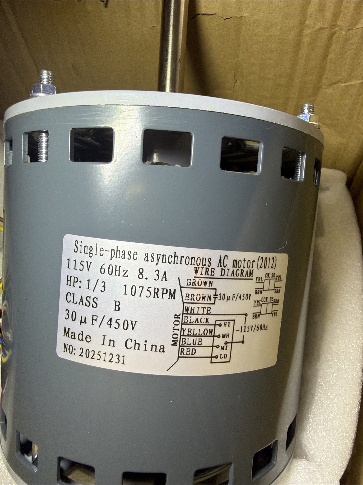 5KCP39PGS171S Furnace Blower Motor 3/4 HP 1075 RPM 4SPD 115V Carrier New
