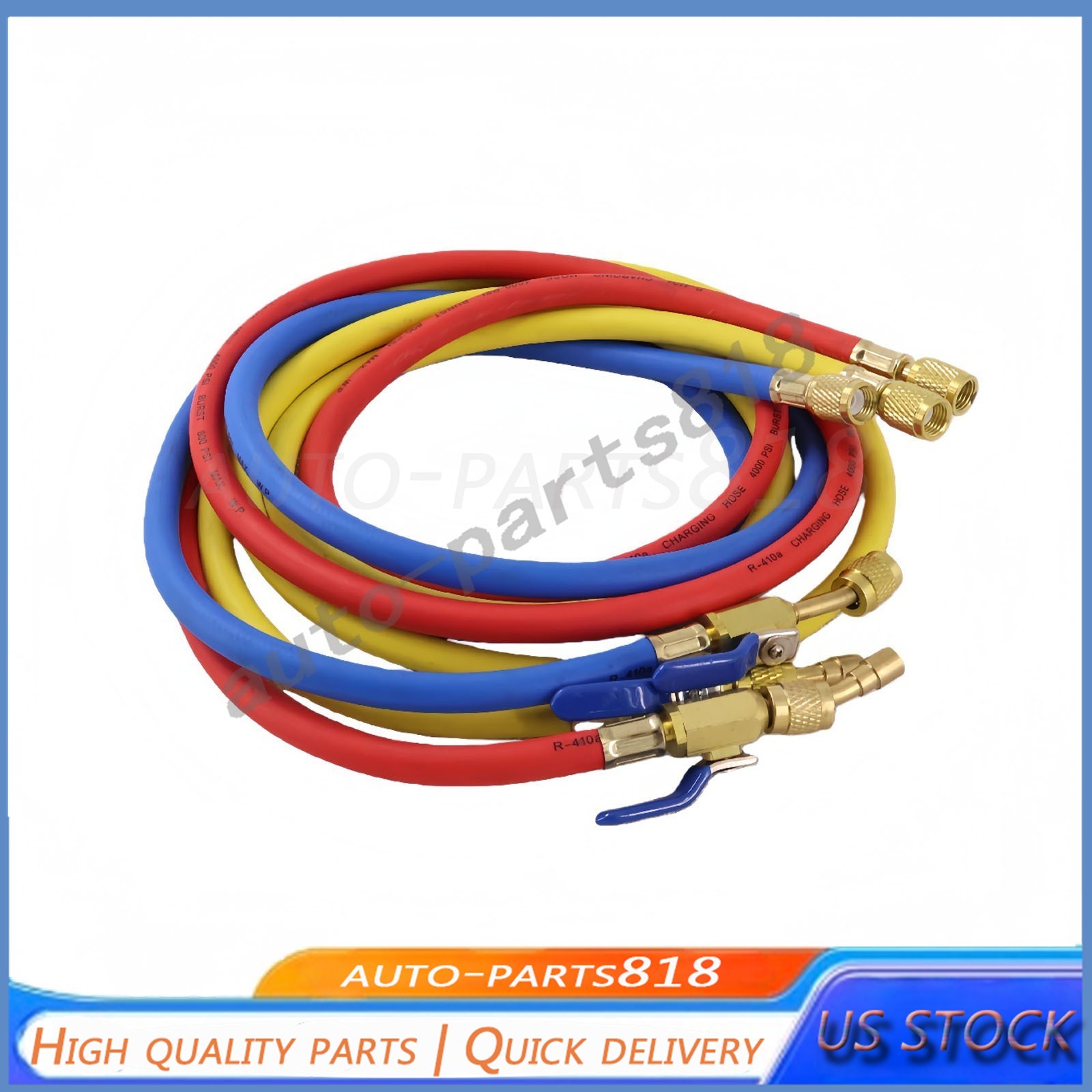 For R-410A Refrige 3Pack 29986 Plus II 1/4″ Hose with Compact Ball Valve 72″ US