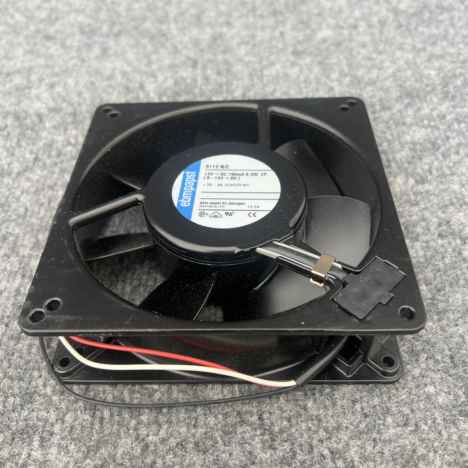 Ebm-papst 5112 N/2 DC Fan 12V 135x135x38mm 153CFM 48dBA 9.5W 2900RPM