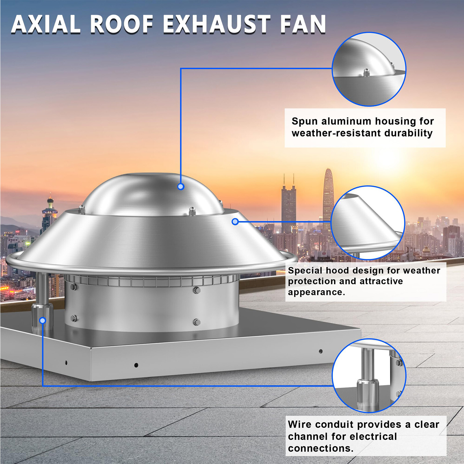 Axial Roof Exhaust Fan Downblast Fan Ventilation Fan For Restaurant Kitchen 115V
