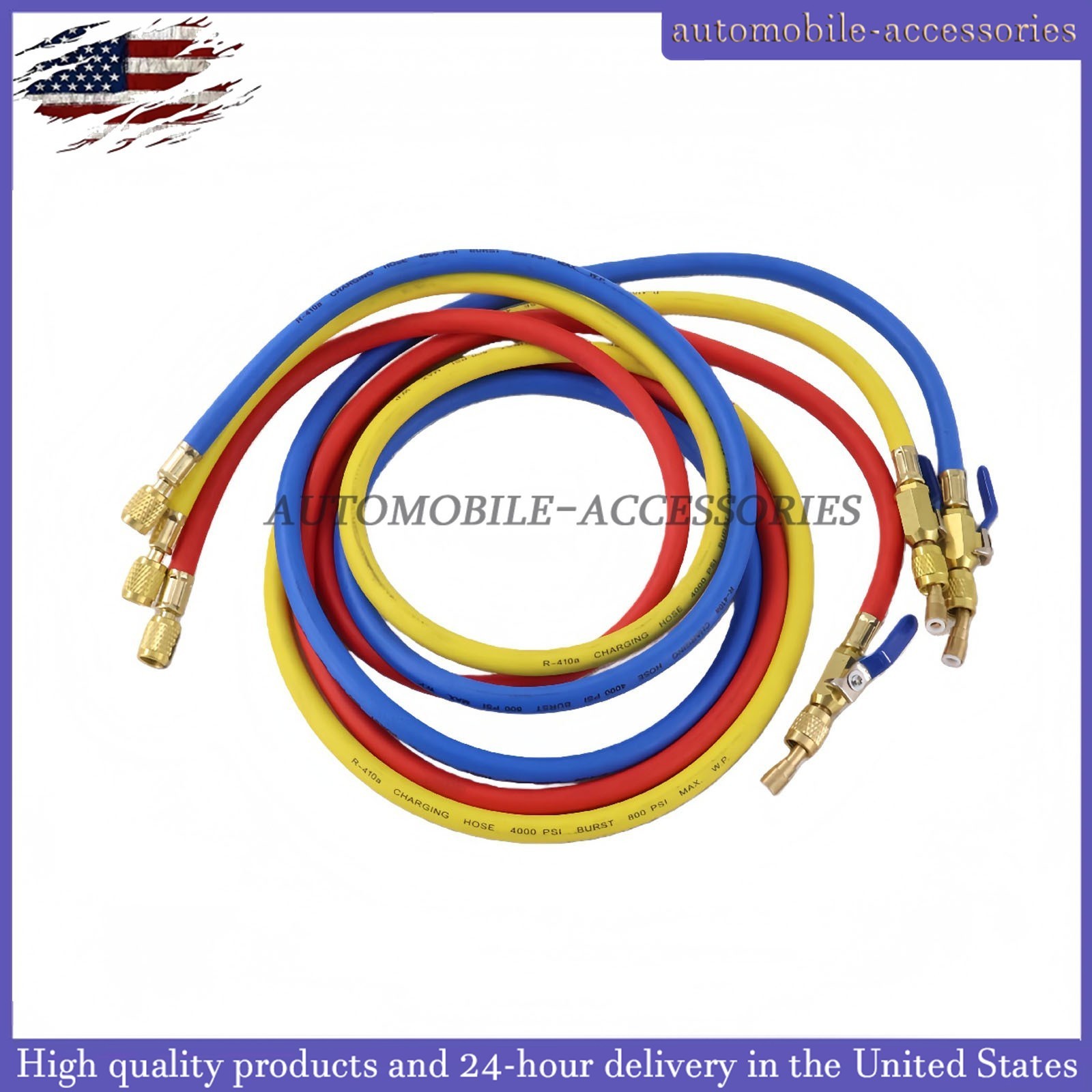 NEW For R-410A Refrige 3Pack 29986 Plus II 1/4″ Hose with Compact Ball Valve 72″