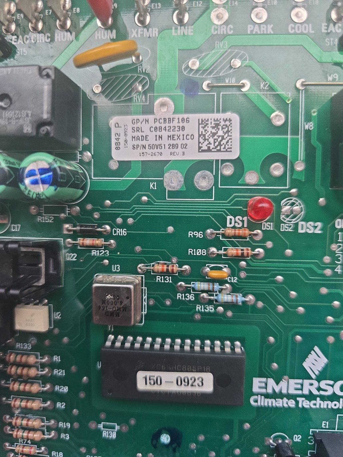 Goodman 50V51-289, PCBBF106 Furnace Control Board Num#556