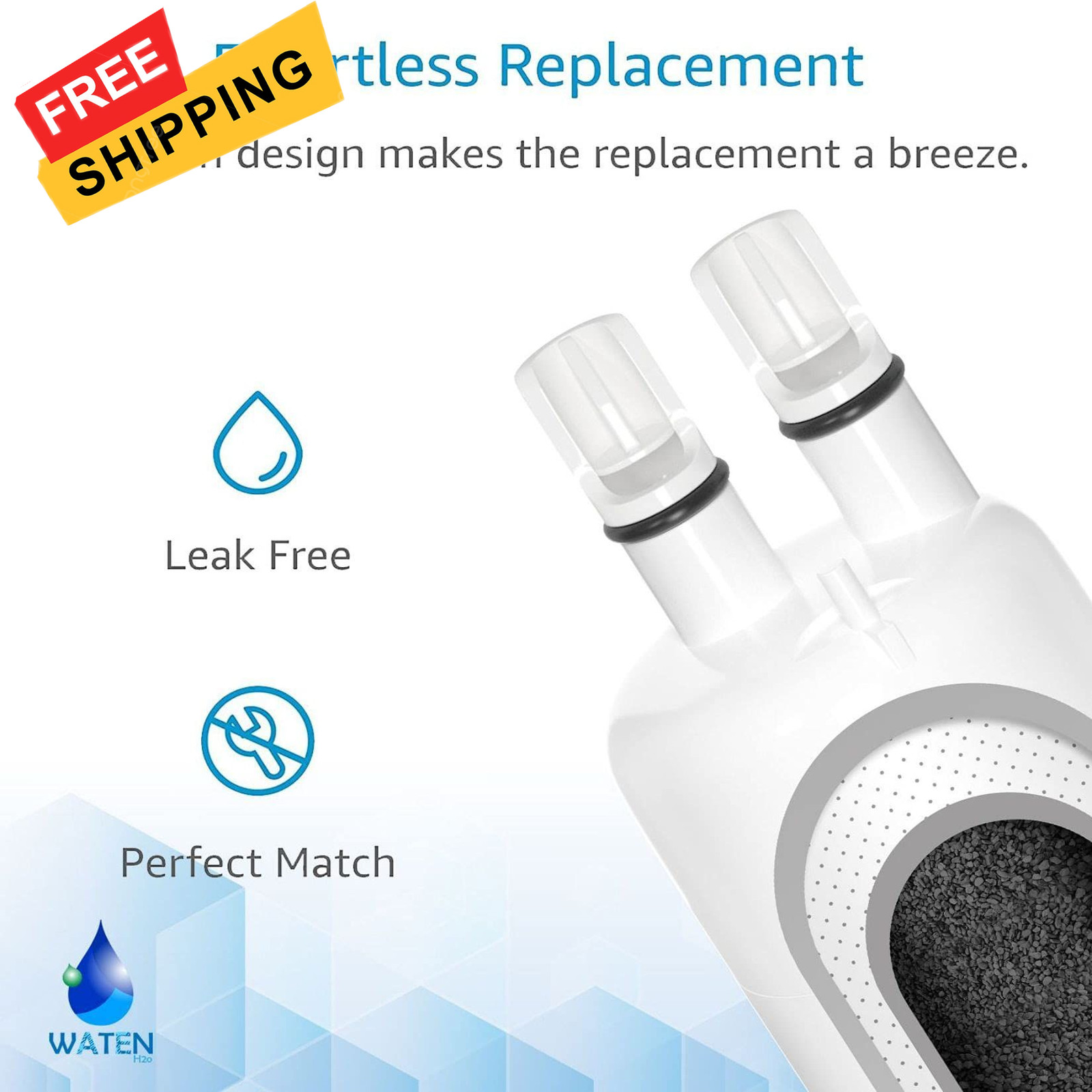 Water Filter Replacement for WRS325SDHZ, WRS325SDHZ08, Whirlpool White