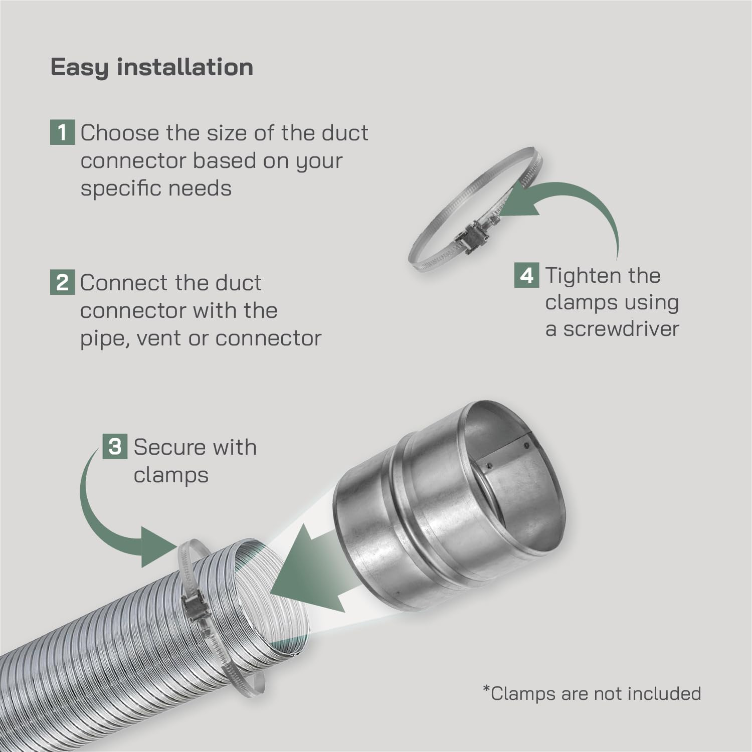 Vent Systems 4” Inch Galvanized Steel Duct Connector – round Ventilation Duct E