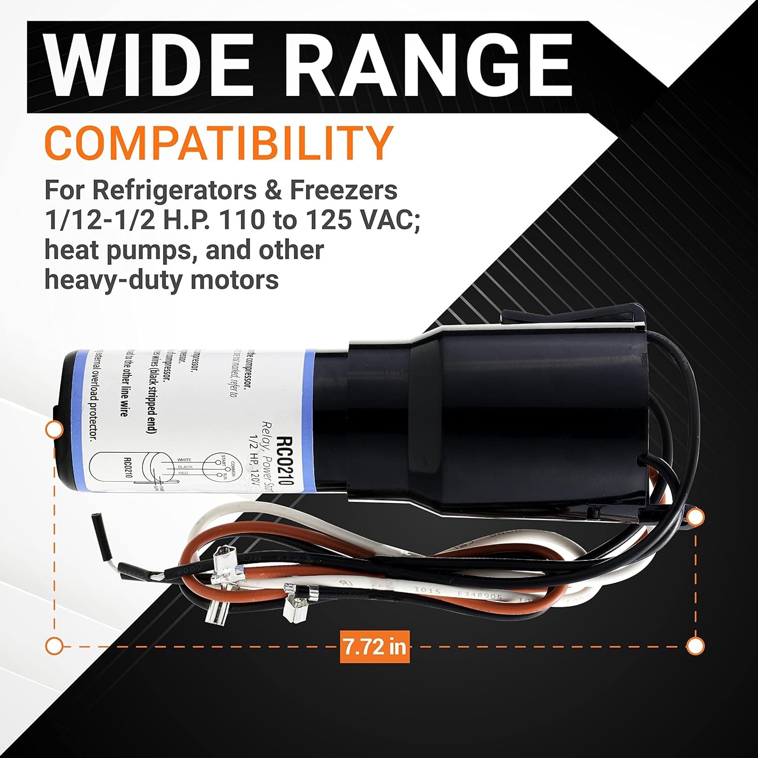 RCO210 3 N’ 1 Relay Overload and Start Capacitor 1/3 to 1/2 HP 115 VAC RC0210