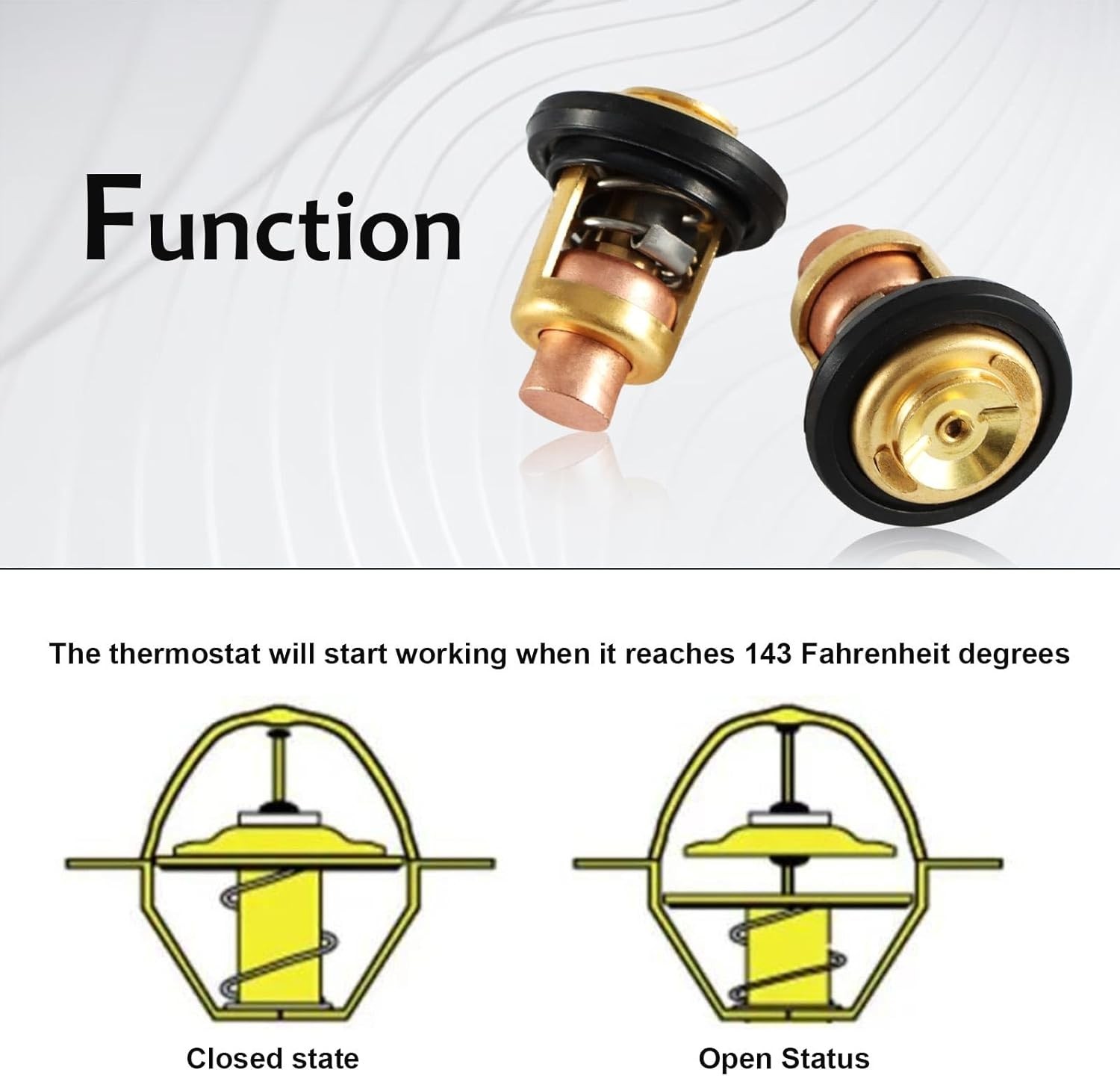 2PCS Thermostat Kit Compatible with Mercury Marine V6 135HP 150HP 175HP 200HP 22