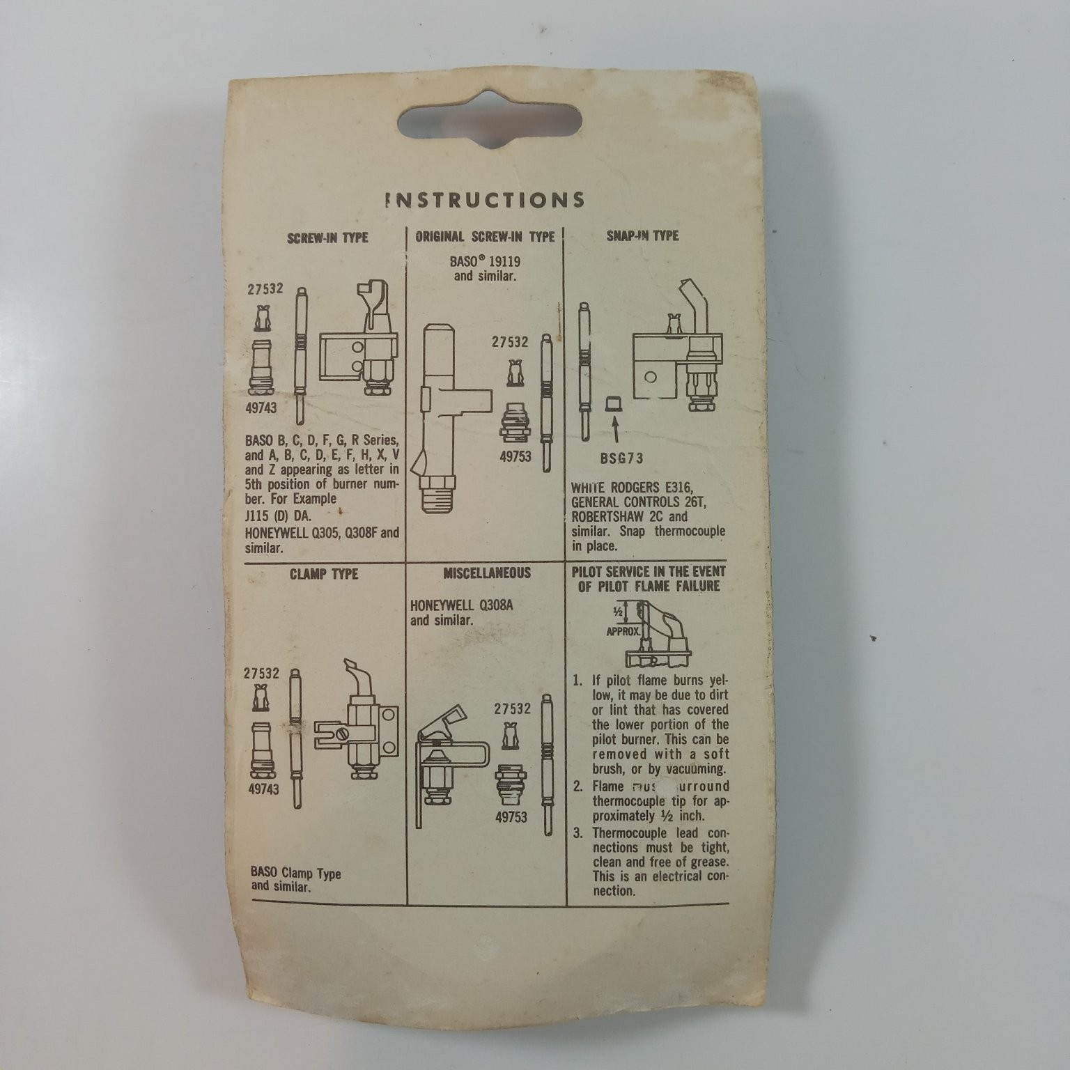 Universal 36-Inch Thermocouple MG-36 Screw-In Type Clamp Type