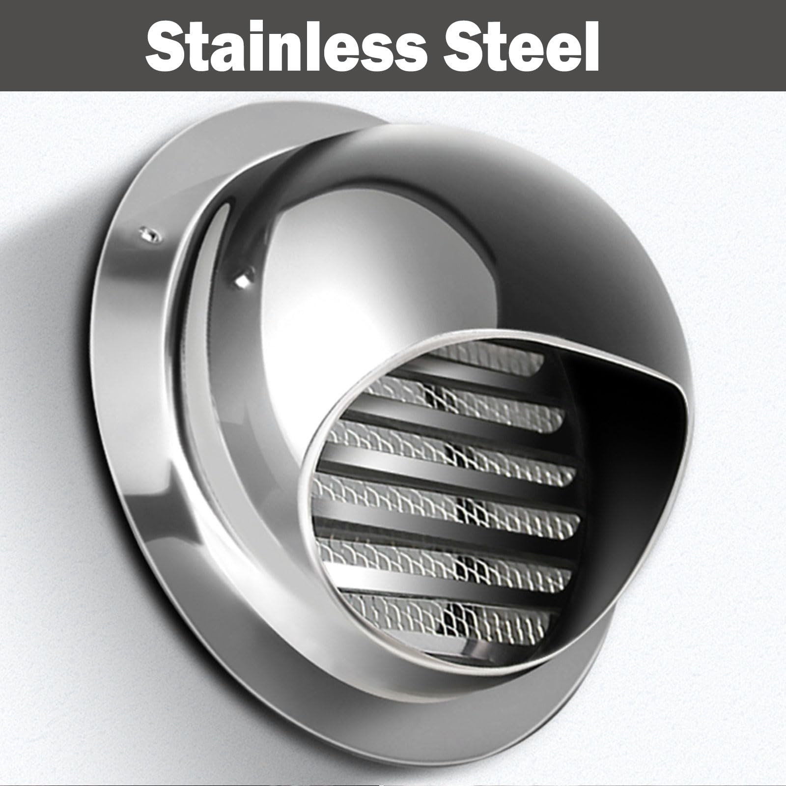 4 Inch Dryer Vent Cover Metal Stainless Steel Round Wall 4 inch, Silver