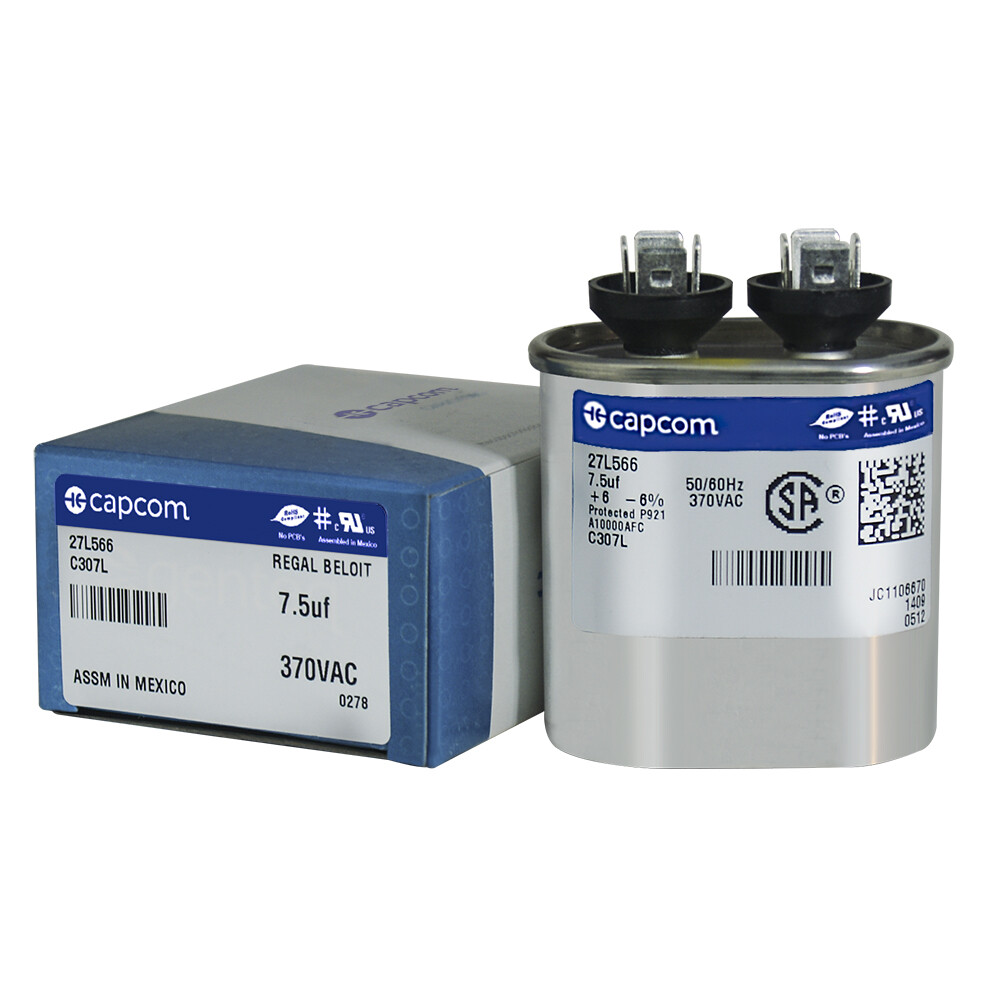 GENTEQ CAPCOM C307L 27L566 INDUSTRIAL ELECTRICAL CAPACITOR OVAL 7.5UF MFD