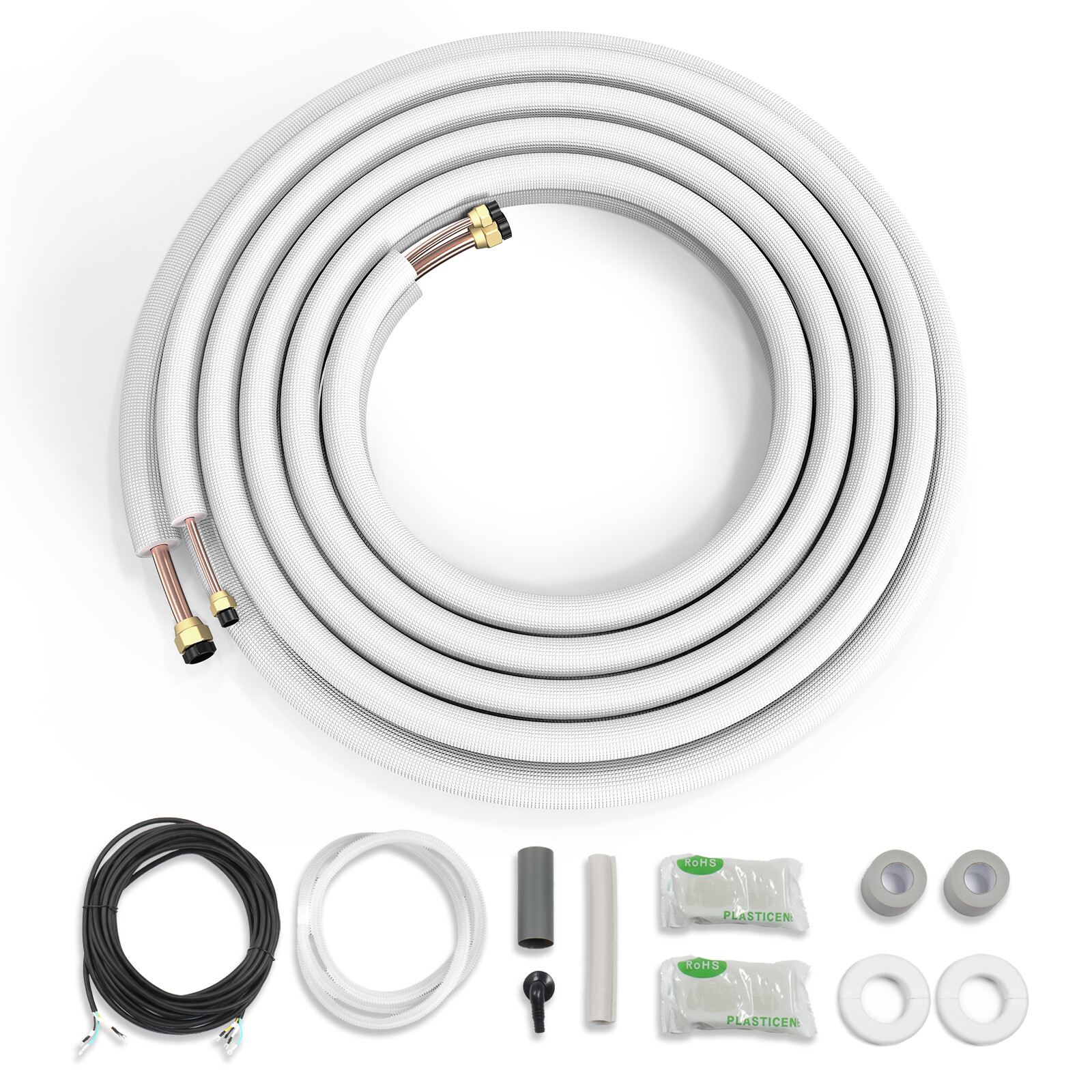 25-50FT Air Conditioner Copper Line Set, Line Tube Line Pipe with Nuts & Kits