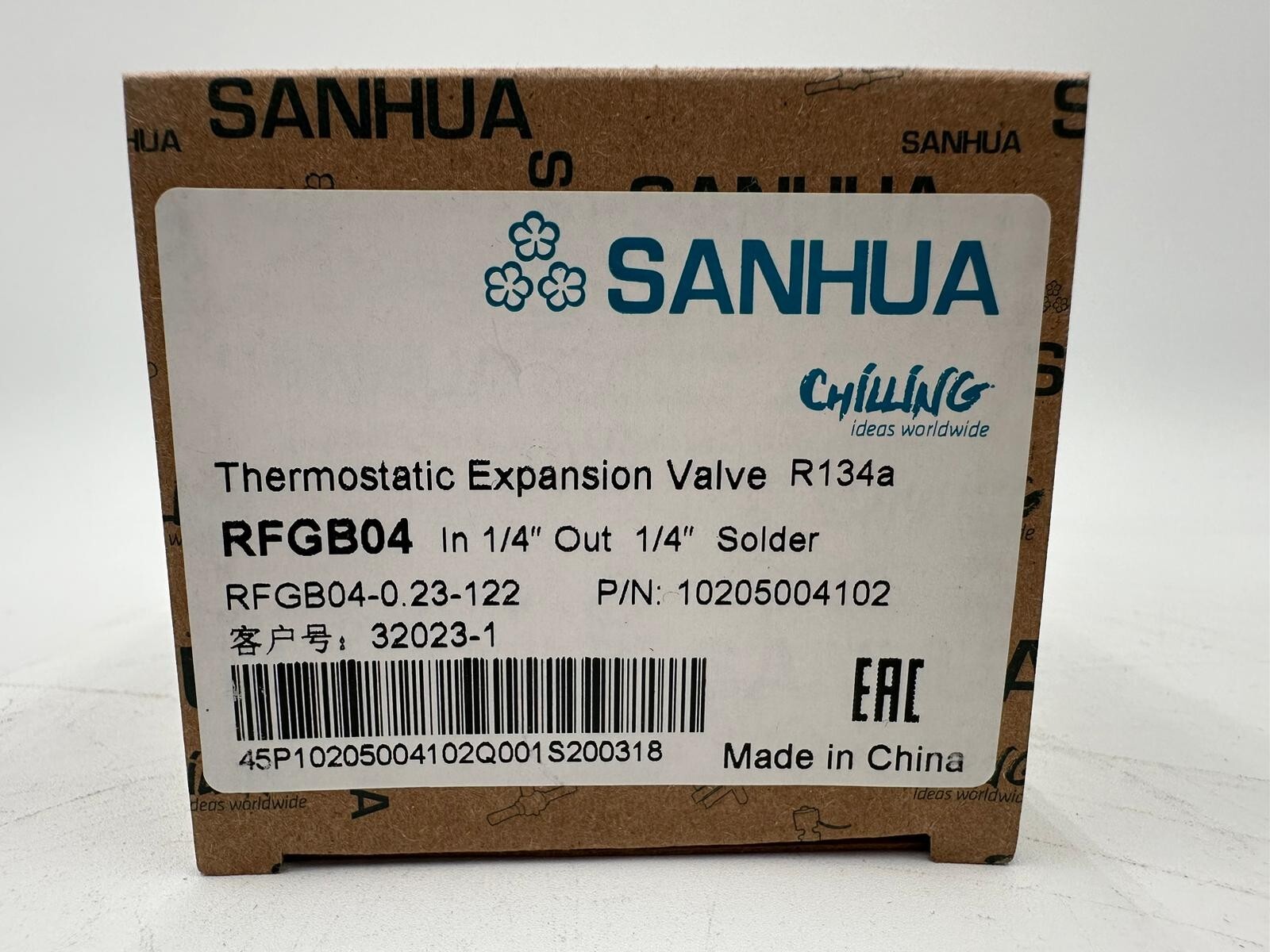 R134a Thermostatic Expansion Valve Sanhua In 1/4 Out 1/4 Solder 32023-1 RFG B04