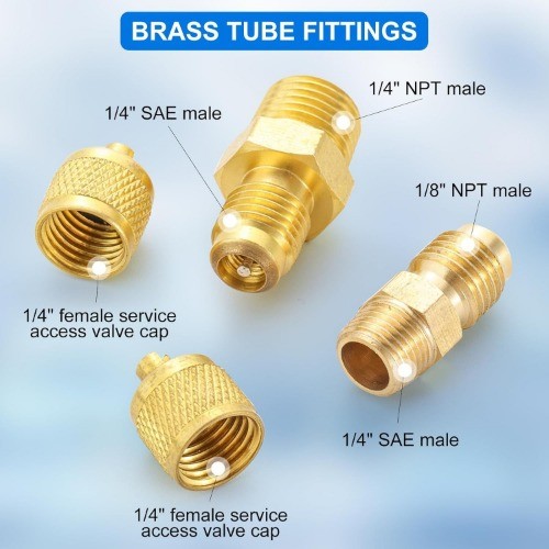 Pipe Fitting 1/4 SAE Flare to 1/8 NPT Male, AC Pipe Adapter Fittings, Tube Fitti