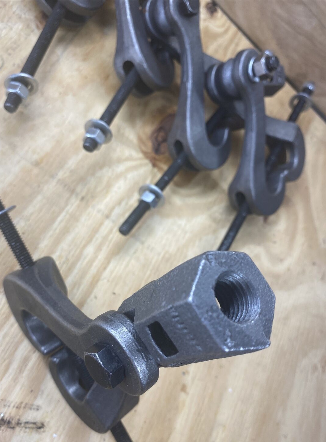 Lot of 2) Tong Style Beam Clamp – for 5/8″ Rod, Suspension Hook, Forged Iron