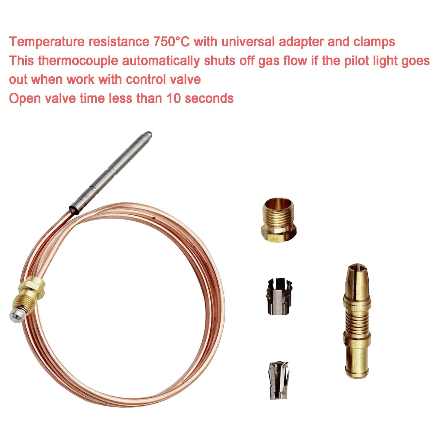 3Pack 48in Snap-Fit Thermocouple 1980-048 For Robertshaw Universal 1745 51-1457