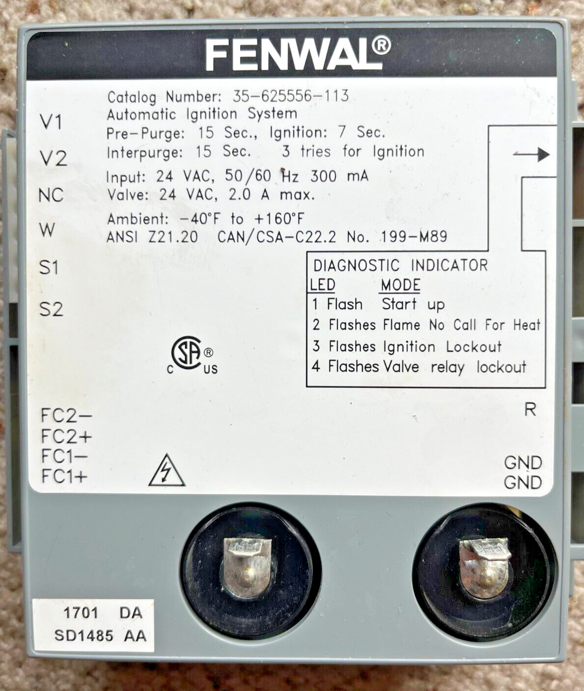 FENWAL 35-625556-113 Automatic Ignition Control Module System