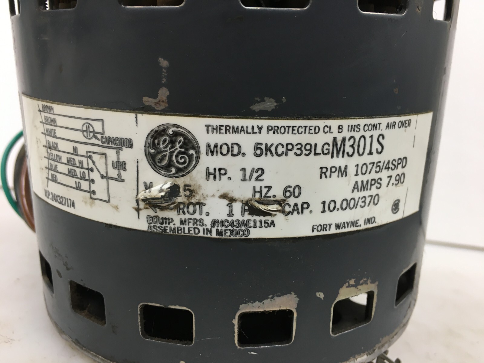GE Motors 5KCP39LGM301S Blower Motor 1/2HP 1075RPM 4SPD HC43AE115A used #MC264