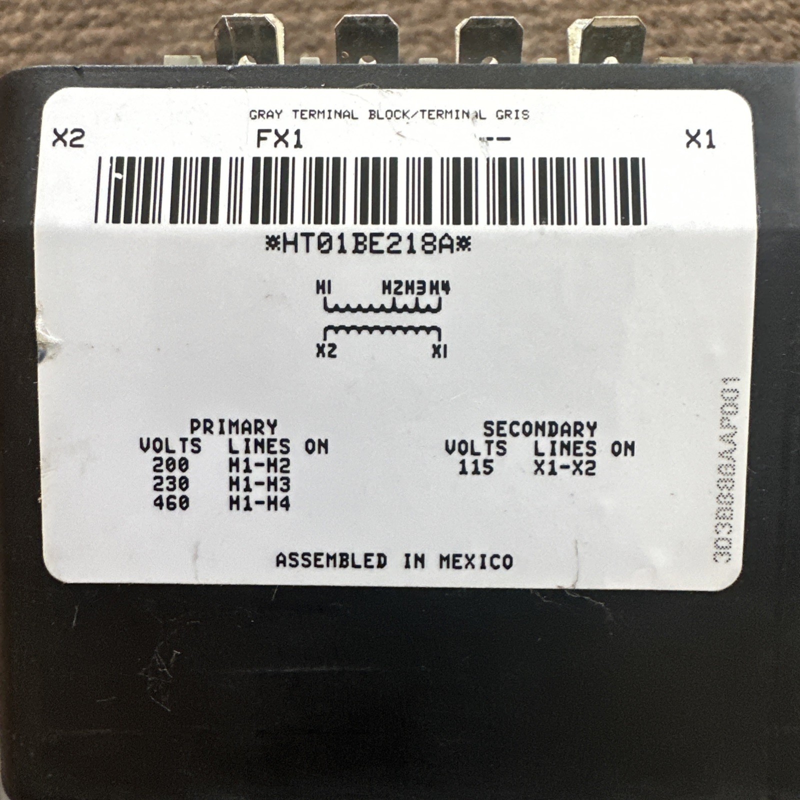 Carrier HT01BE218A Voltage Transformer 0.350 KVA 1PH GE 9T58K3700G11