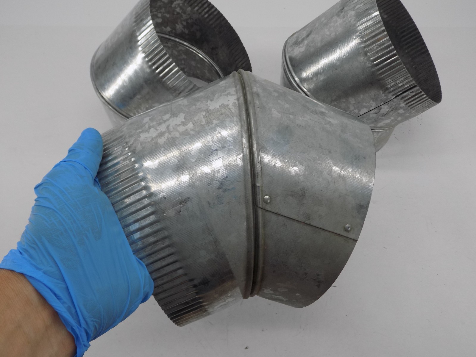 NEW LOT OF 3 HVAC 45 Degree Round Adjustable Duct Elbow Galvanized Steel 8″