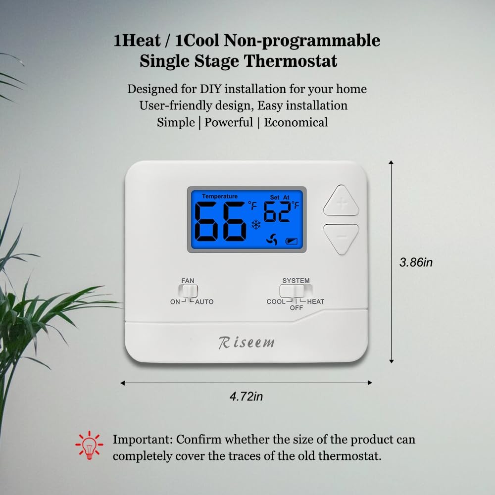 Non-Programmable Thermostat for Home 0.98″D x 4.72″W x 3.86″H, Blue