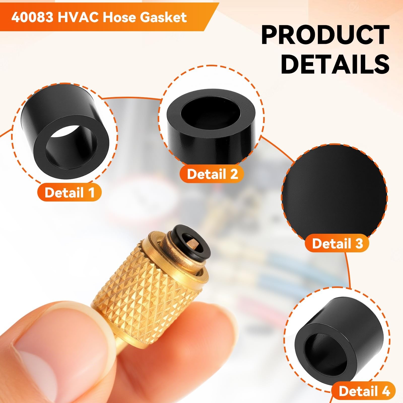 HVAC Hose Gasket 1/4″ – AC Charging Hose Seals, 8 Pack, Leak-Proof O-Ring for Ga