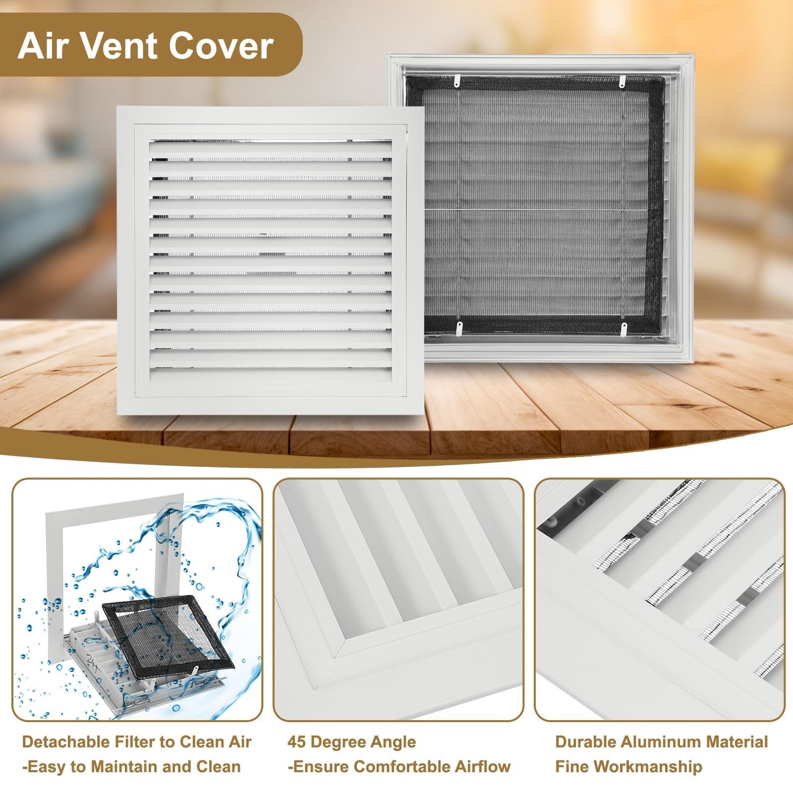 20″ x 20″ Aluminum Return Grille, Return Air Vent Cover Linear Bar Removable Gri