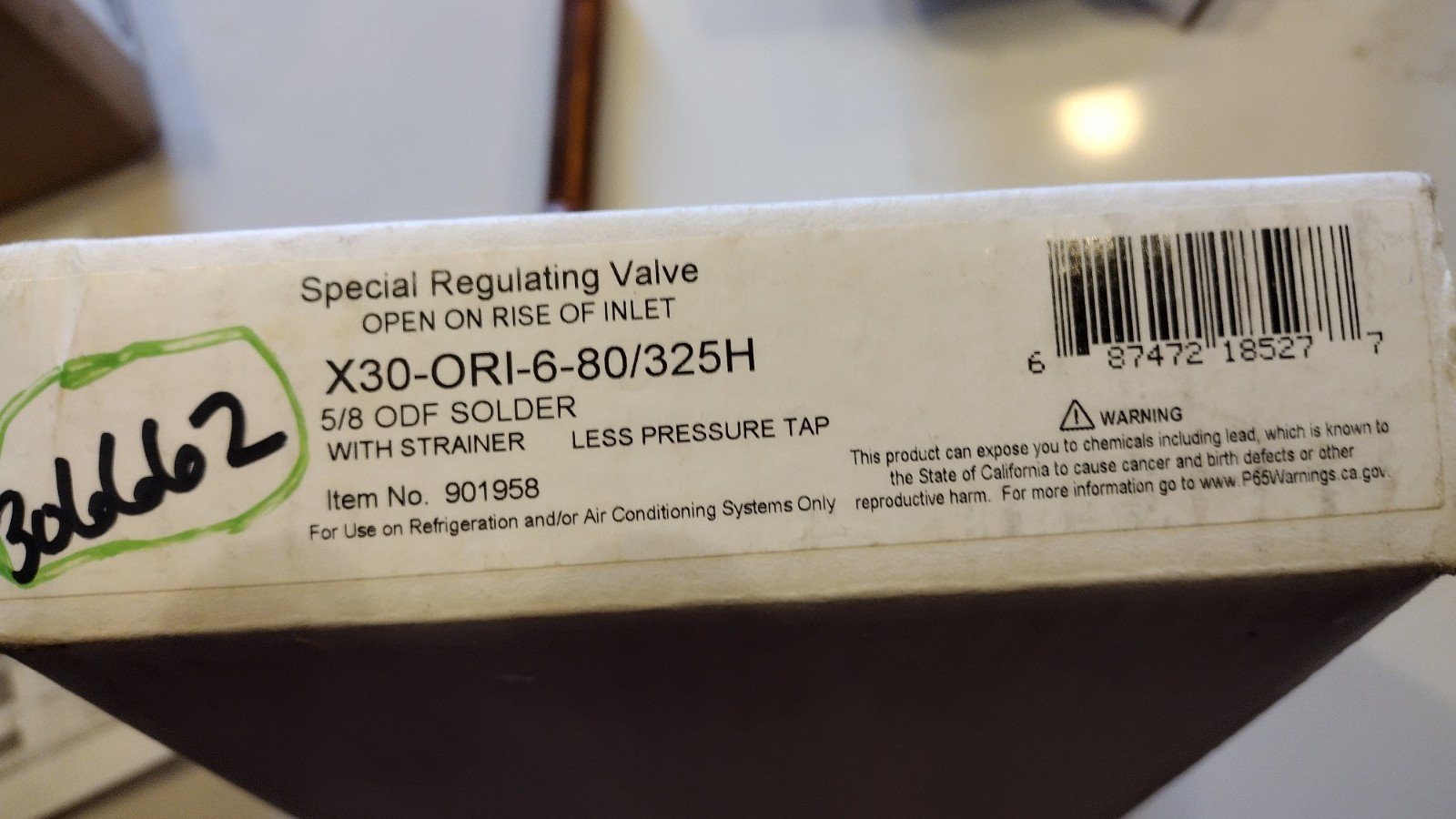 Sporlan X30-ORI-6-80/325H pressure regulator, 5/8″ cnx