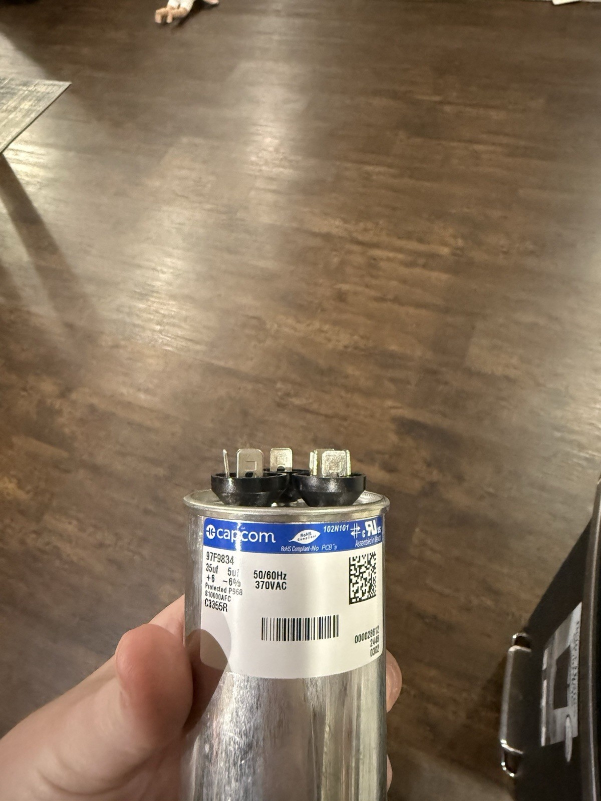 Capcom Dual Run HVAC Capacitor 35/5 uF 370VAC 97F9834 C3355R 50/60Hz