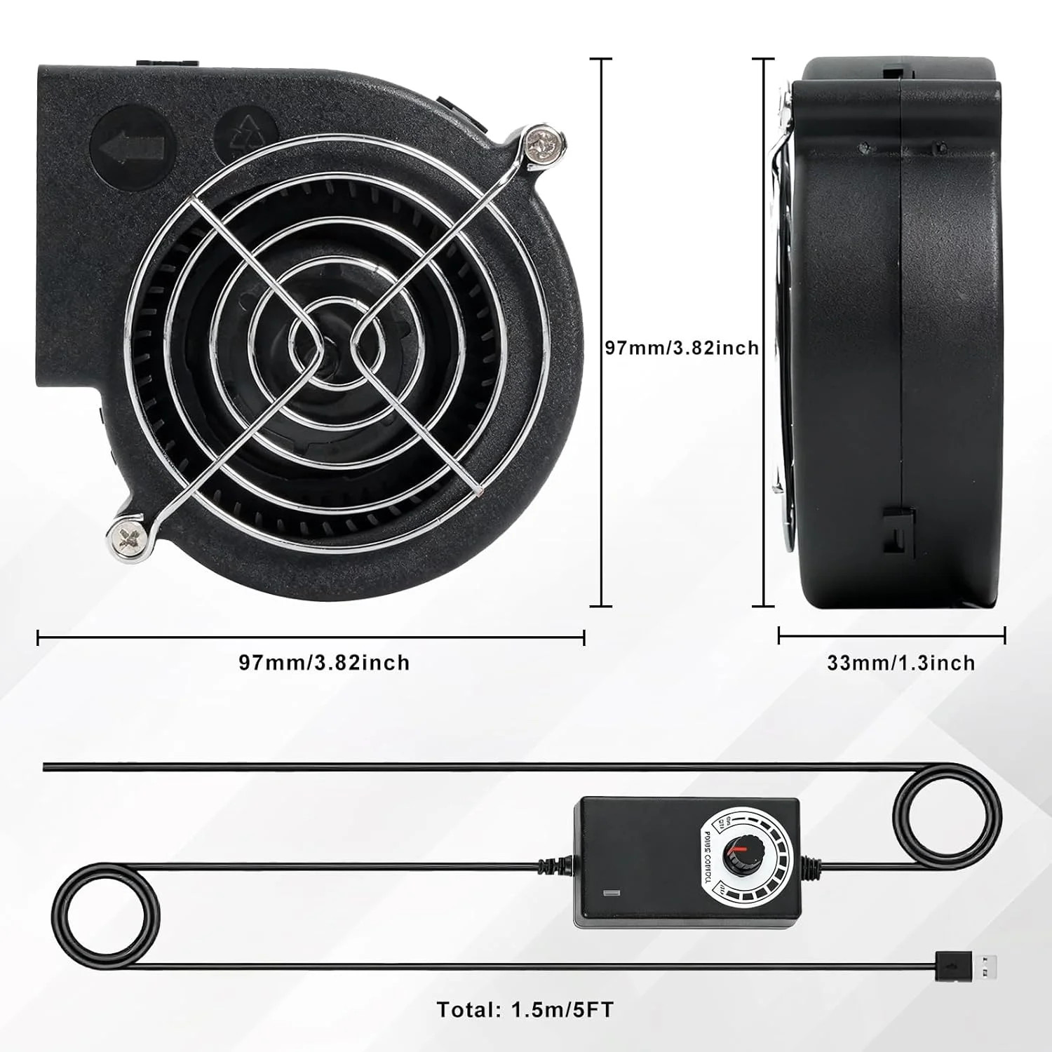 110V Variable Speed BBQ Blower Fan for Grill Fireplace Wood Stove