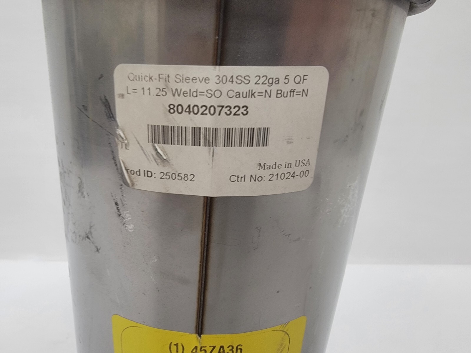 Nordfab Quick-Fit Sleeve 304SS 22ga 5 QF Adjustable Nipple 5″x24″ (8040207323)