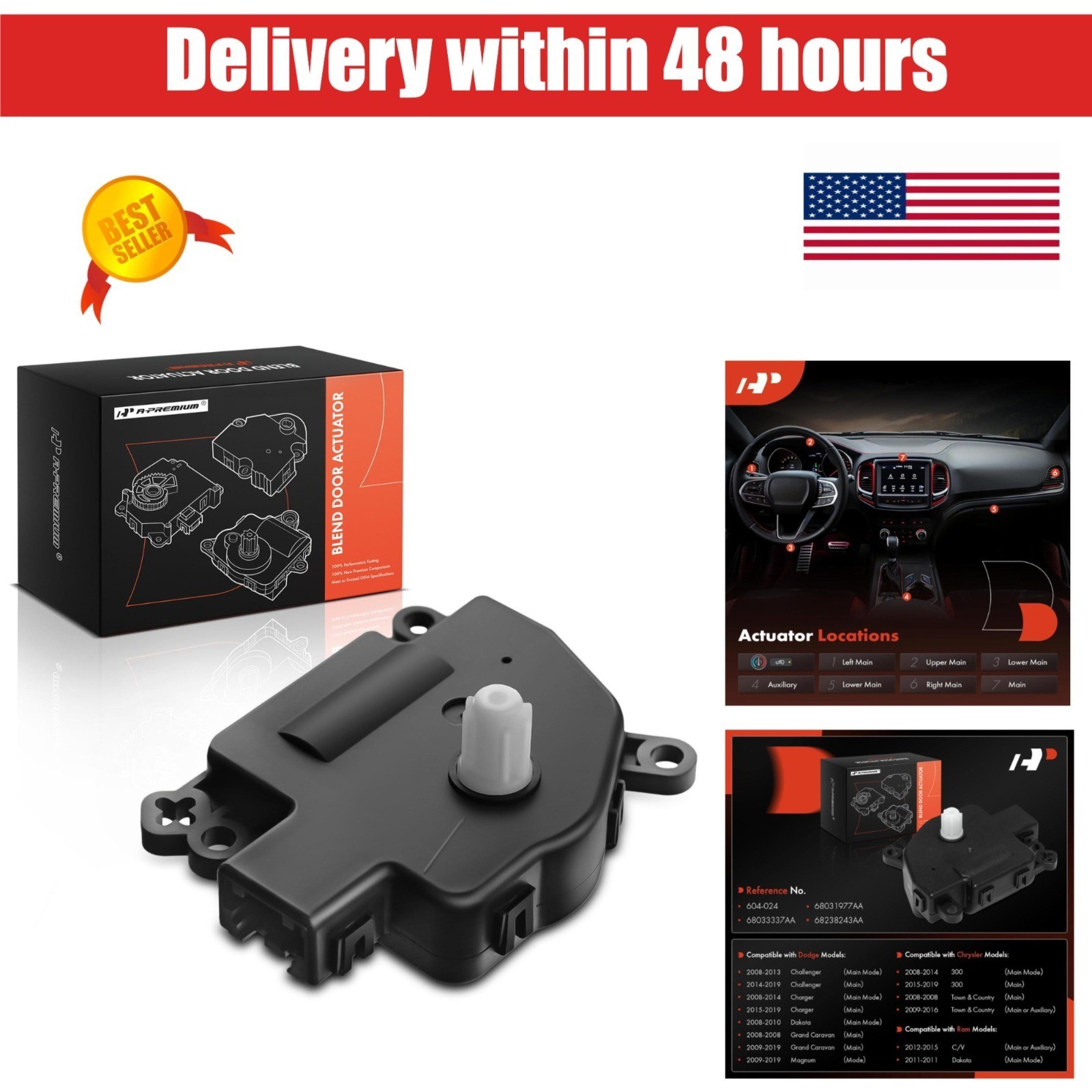 A-Premium HVAC Heater Blend Door Actuator for Dodge & Chrysler 2008-2019