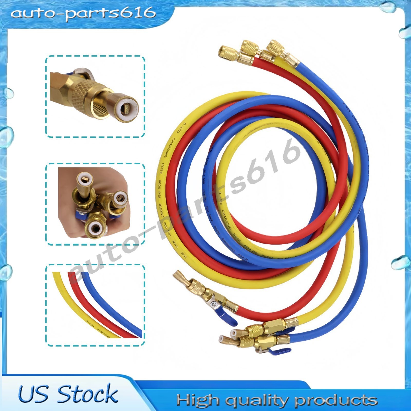 3Pack 29986 For R-410A Refrige Plus II 1/4″ Hose with Compact Ball Valve 72″ NEW