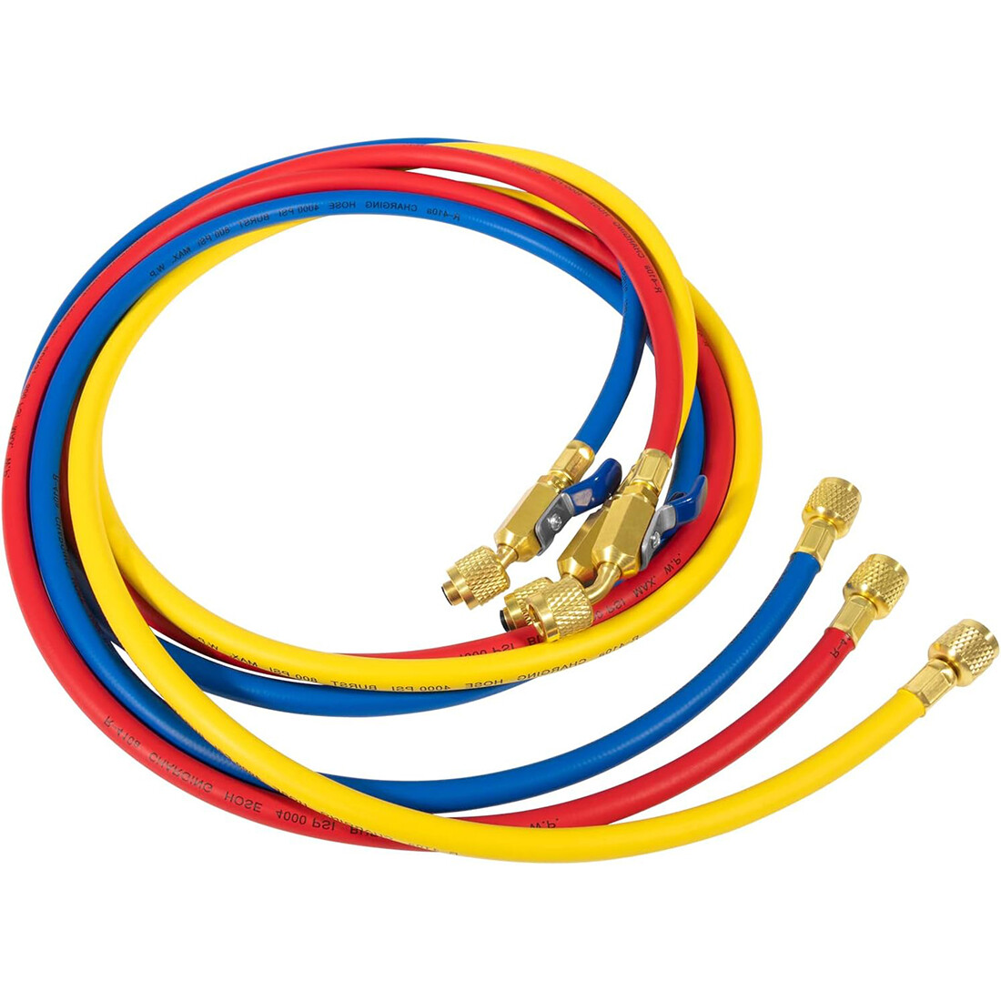 Red Blue Yellow 29986 Plus II 1/4″ Hose w/ FlexFlow Valve 72″ 3 Pack for R-410A