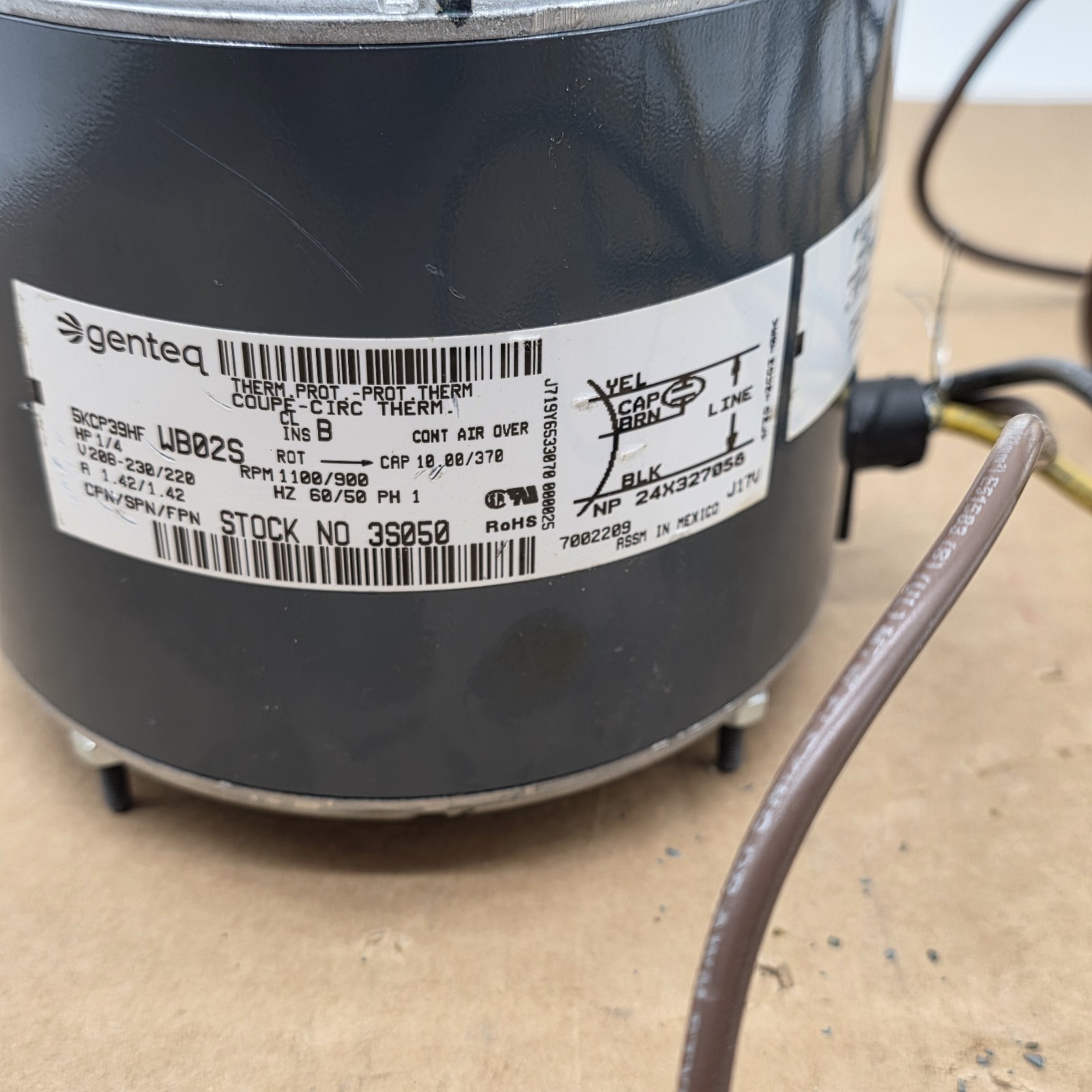 Genteq UB02S Condenser Fan Motor 1/4HP 208-230V 1100RPM 5KCP39HF HVAC OEM