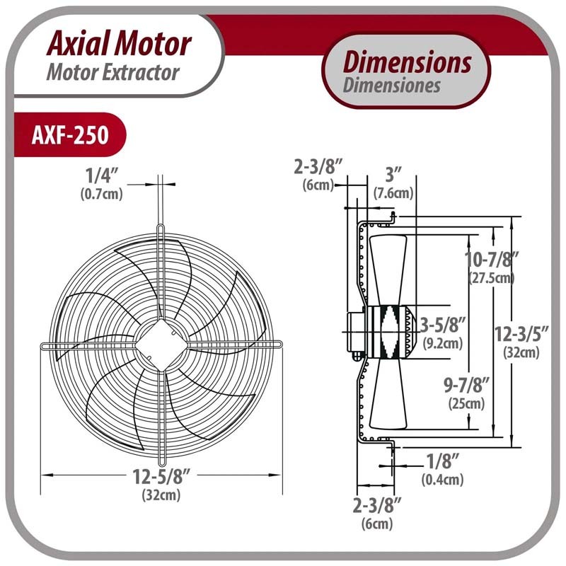 for Appli Parts 9-7/8 in Axial Fan Motor Guard Mounted Fan Blade 220 V 1 AXF-250