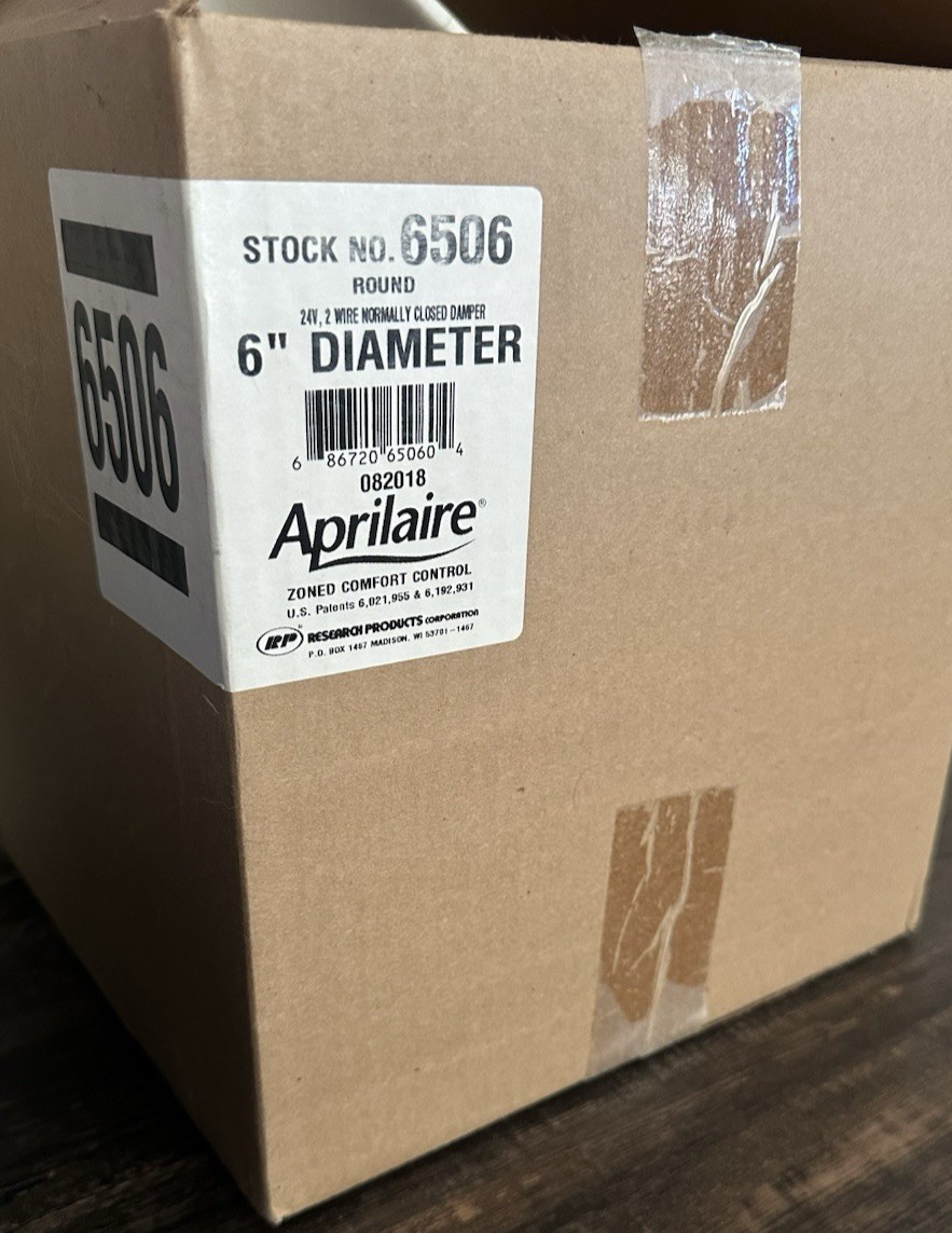 Aprilaire Zone Control System 6506 Damper (Galvanized Steel, 24VAC, 6in, Round)